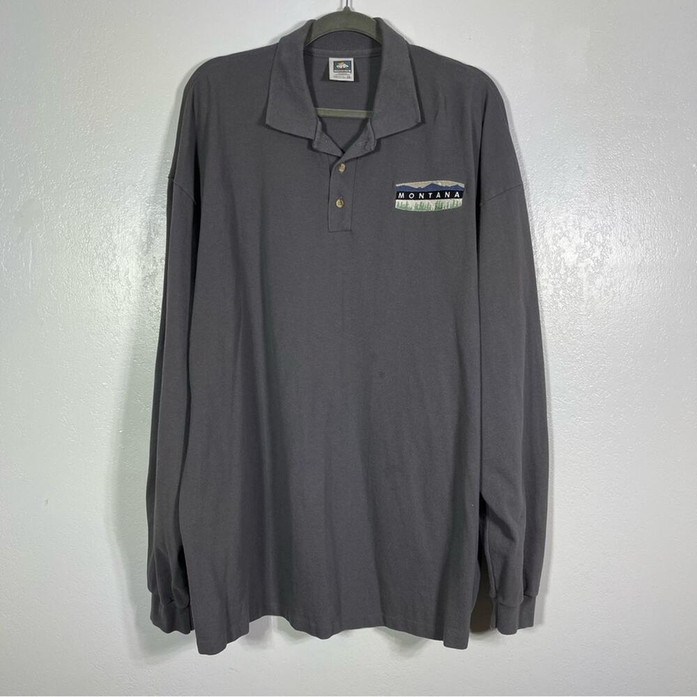 Cotton Deluxe. Long sleeve polo. Montana Embroidered logo. Size 2X.